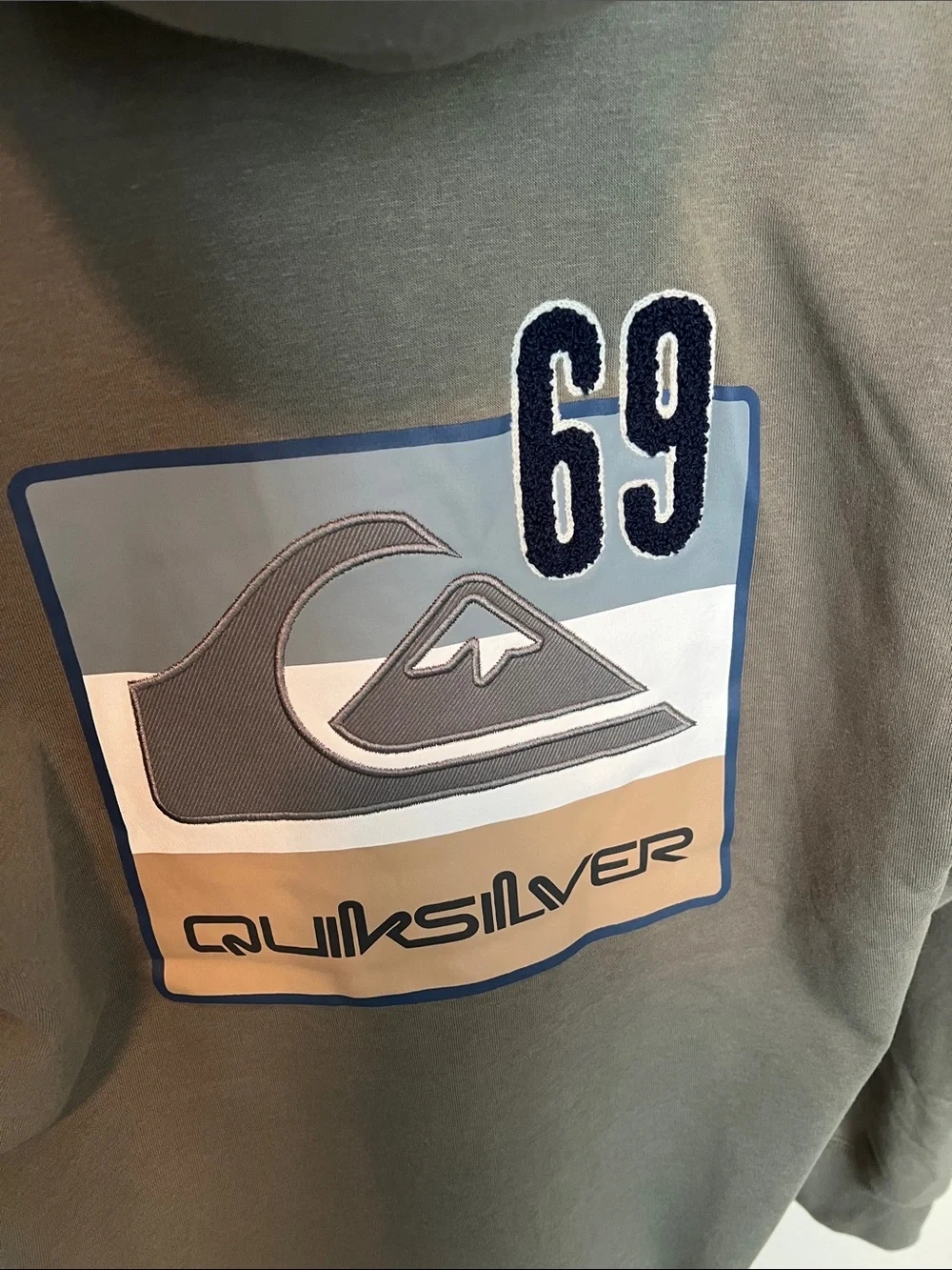 Quiksilver Dusty Olive Hooded Pullover with '1969' Patch - Picture 5 of 8